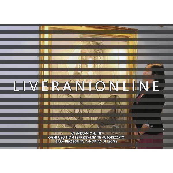 HONG KONG, April 2, 2011 () A staff member looks at Pablo Picasso\'s Les femmes d\'Alger (Version L) with an estimate value of 20 million to 30 million US dollars during a preview before an auction in Hong Kong, south China, April 2, 2011. Christie\'s New York will hold the Impressionist and Modern Art Evening Sale on May 4, 2011 and the Post War and Contemporary Art Evening Sale on May 11, 2011 in New York. Seventeen paintings are displayed in a preview from April 2 to 4 in Hong Kong. (/Song Zhenping) (zhs) Hong Kng , Impressionist and Modern Art Evening Sale della casa d\'aste Cristie\'s AG. ALDO LIVERANI SAS ITALY ONLY *** Local Caption *** .