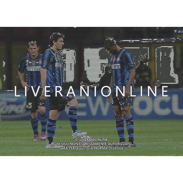 UEFA Champions League 2010/2011 Quarti di Finale Andata Milano - 05.04.2011 Inter-Shalke 04 Nella Foto:delusione eto\'o-milito-stankovic /Ph.Vitez-Ag. Aldo Liverani