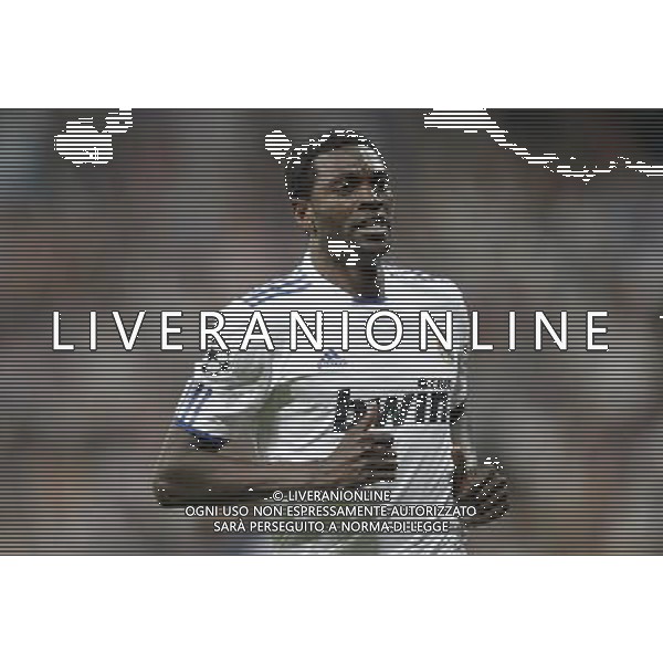 Real Madrid\'s Emmanuel Adebayor celebrates during Champions League Match. April 05, 2011. (ALTERPHOTOS/Alvaro Hernandez) MADRID 05/04/2011 4 DI FINALE CHAMPIONS LEAGUE REAL MADRID-TOTTENHAM AG ALDO LIVERANI ONLY ITALY