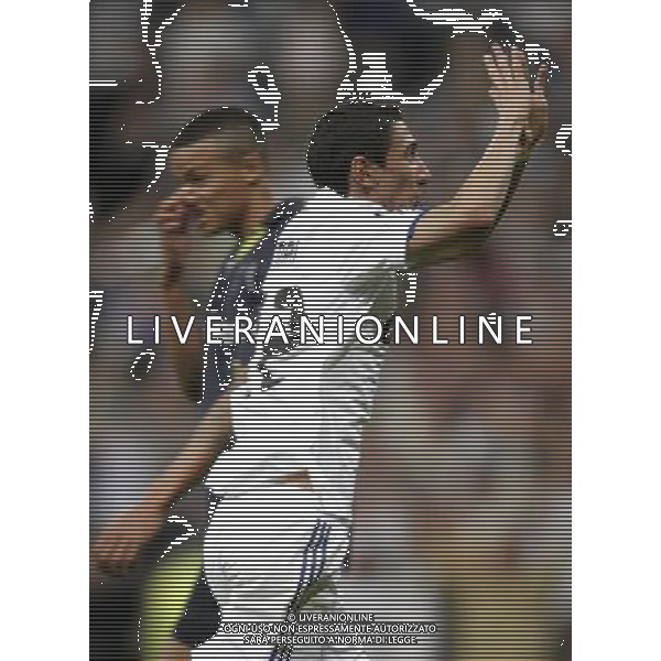 Real Madrid\'s Angel Di Maria celebrates during Champions League Match. April 05, 2011. (ALTERPHOTOS/Alvaro Hernandez) MADRID 05/04/2011 4 DI FINALE CHAMPIONS LEAGUE REAL MADRID-TOTTENHAM AG ALDO LIVERANI ONLY ITALY
