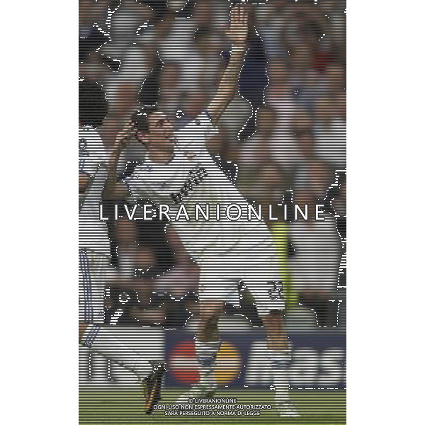 Real Madrid\'s Angel Di Maria celebrates during Champions League Match. April 05, 2011. (ALTERPHOTOS/Alvaro Hernandez) MADRID 05/04/2011 4 DI FINALE CHAMPIONS LEAGUE REAL MADRID-TOTTENHAM AG ALDO LIVERANI ONLY ITALY