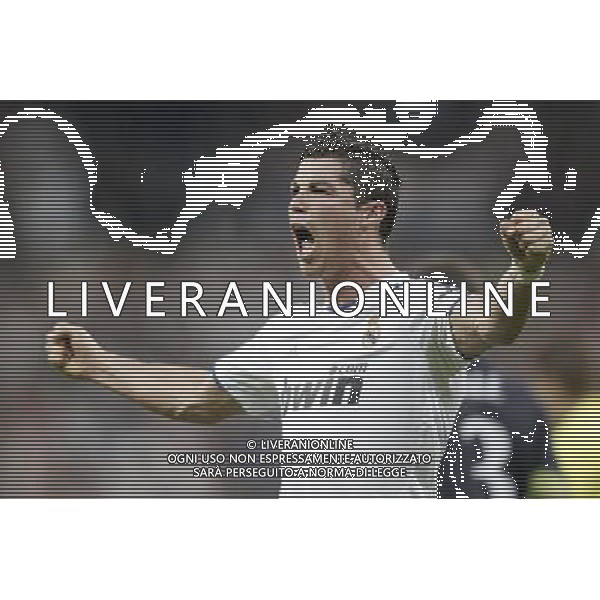Real Madrid\'s Cristiano Ronaldo celebrates during Champions League Match. April 05, 2011. (ALTERPHOTOS/Alvaro Hernandez) MADRID 05/04/2011 4 DI FINALE CHAMPIONS LEAGUE REAL MADRID-TOTTENHAM AG ALDO LIVERANI ONLY ITALY