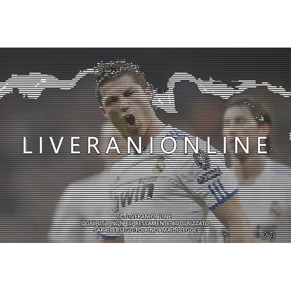 Real Madrid\'s Cristiano Ronaldo celebrates during Champions League Match. April 05, 2011. (ALTERPHOTOS/Alvaro Hernandez) MADRID 05/04/2011 4 DI FINALE CHAMPIONS LEAGUE REAL MADRID-TOTTENHAM AG ALDO LIVERANI ONLY ITALY