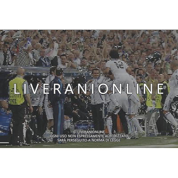 Real Madrid\'s Emanuel Adebayor goal during Champions League match on April, 5th 2011. Photo: Cesar Cebolla / ALFAQUI MADRID 05/04/2011 4 DI FINALE CHAMPIONS LEAGUE REAL MADRID-TOTTENHAM AG ALDO LIVERANI ONLY ITALY