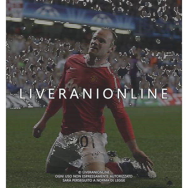 ©Marcello Pozzetti IPS/Marcello Pozzetti IPS/MAXPPP - 06/04/2011 ; LONDON ; UK - Goal: Wayne Rooney of Manchester Utd scores for United and celebrates during the match Chelsea vs Manchester Utd for the QoF of the Champions League at Stamford Bridge in `London on 06/04/2011. Picture By Marcello Pozzetti IPS Photo Agency:21 Delisle Road London SE28 0JD - Personal mobile: 07973 308 835 .. ******************* UK OUT ******************* AG ALDO LIVERANI S A S ONLY ITALY
