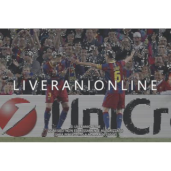 Barcelona\'s Pique goal during Champions League match on April, 6th 2011. Photo: Cesar Cebolla / ALFAQUI /ALDO LIVERANI CHAMPIONS LEAGUE BARCELLONA - FC Shakhtar Donetsk ANDATA DEI QUARTI DI FINALE - ITALY ONLY - *** Local Caption *** .
