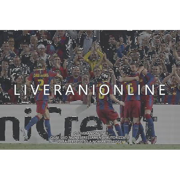 Barcelona\'s Pique goal during Champions League match on April, 6th 2011. Photo: Cesar Cebolla / ALFAQUI /ALDO LIVERANI CHAMPIONS LEAGUE BARCELLONA - FC Shakhtar Donetsk ANDATA DEI QUARTI DI FINALE - ITALY ONLY - *** Local Caption *** .