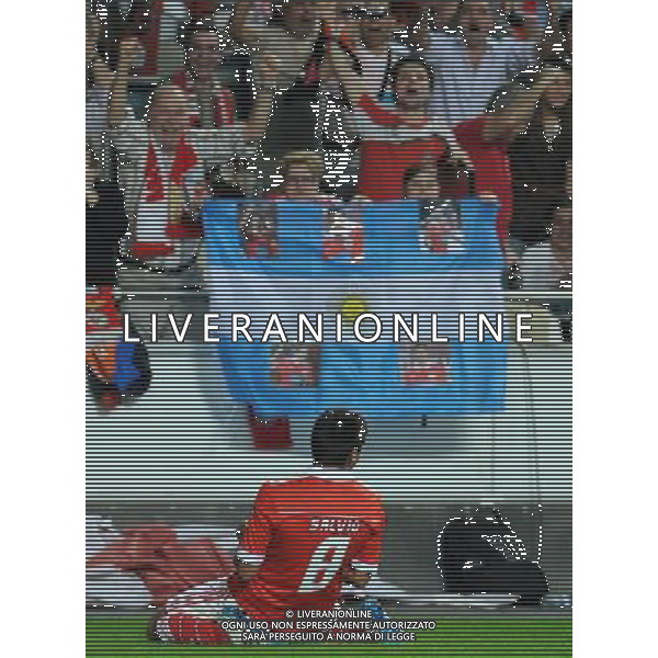 20110407: LISBON, PORTUGAL - SL Benfica vs PSV Eindhoven: UEFA Europa League 2010/2011 - Quarter-Finals, First Leg. In picture: Eduardo Salvio (Benfica) celebrating goal. PHOTO: Alvaro Isidoro/CITYFILES AG ALDO LIVERANI ONLY ITALY