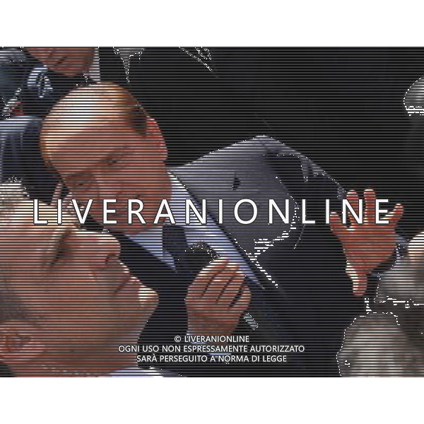 MILANO PALAZZO DI GIUSTIZIA SILVIO BERLUSCONI TIENE UN BREVE COMIZIO DOPO LA SENTENZA PH.FIOCHI_ALDO LIVERANI SAS