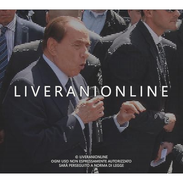 MILANO PALAZZO DI GIUSTIZIA SILVIO BERLUSCONI TIENE UN BREVE COMIZIO DOPO LA SENTENZA PH.FIOCHI_ALDO LIVERANI SAS