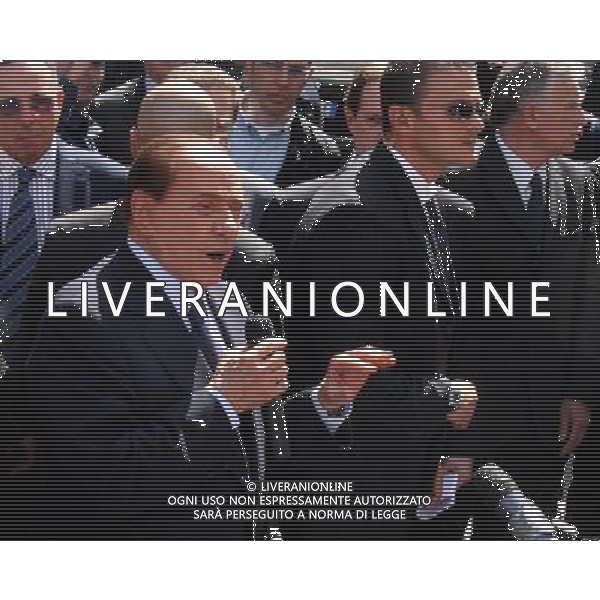 MILANO PALAZZO DI GIUSTIZIA SILVIO BERLUSCONI TIENE UN BREVE COMIZIO DOPO LA SENTENZA PH.FIOCHI_ALDO LIVERANI SAS