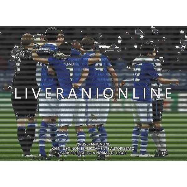 UEFA Champions League 2010/2011 Quarti di Finale Ritorno Gelsenkirchen (Germania) - 13.04.2011 Schalke 04-Inter Nella Foto:schalke esultanza finale /Ph.Vitez-Ag. Aldo Liverani