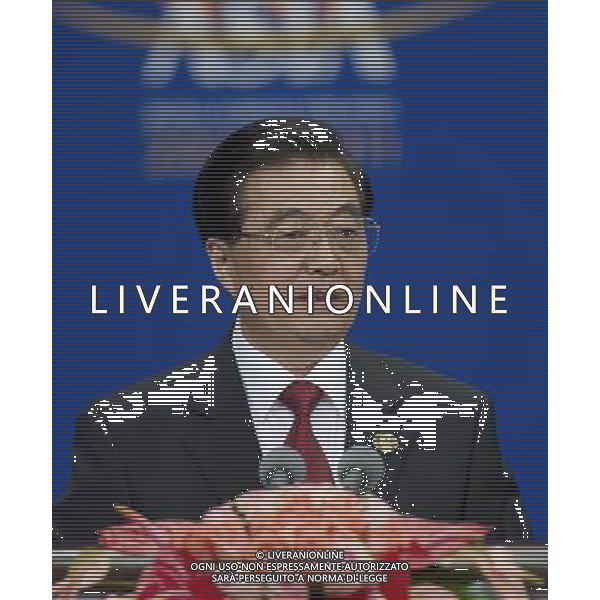 BOAO, April 15, 2011 Chinese President Hu Jintao delivers a keynote speech at the opening ceremony of the 2011 annual meeting of the Boao Forum for Asia (BFA) in Boao, south China\'s Hainan Province, April 15, 2011. (/Li Xueren) (zgp) Forum internazionale Boao Forum for Asia (BFA) 2011 AG. ALDO LIVERANI SAS ITALY ONLY *** Local Caption *** .