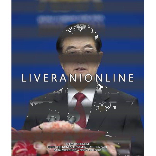 BOAO, April 15, 2011 Chinese President Hu Jintao delivers a keynote speech at the opening ceremony of the 2011 annual meeting of the Boao Forum for Asia (BFA) in Boao, south China\'s Hainan Province, April 15, 2011. (/Li Xueren) (zgp) Forum internazionale Boao Forum for Asia (BFA) 2011 AG. ALDO LIVERANI SAS ITALY ONLY *** Local Caption *** .
