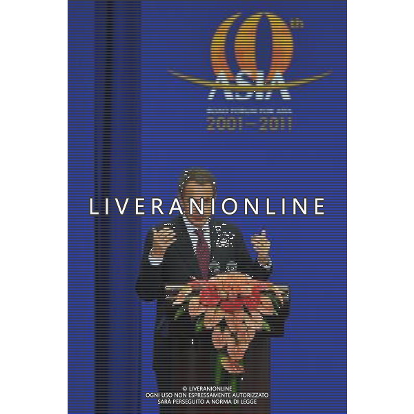 BOAO, April 15, 2011 Spanish Prime Minister Jose Zapatero addresses the opening ceremony of the 2011 annual meeting of the Boao Forum for Asia (BFA) in Boao, south China\'s Hainan Province, April 15, 2011. (/Guo Cheng) (zgp) Forum internazionale Boao Forum for Asia (BFA) 2011 AG. ALDO LIVERANI SAS ITALY ONLY *** Local Caption *** .