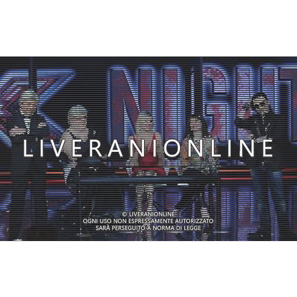 COLOGNO M.se 15/4/2011 STUDI TELEVISIVI DI MEDIASET TRASMISSIONE TELEVISIVA: -CHIAMBRETI NIGHT- NELLA FOTO PIERO CHIAMBRETTI, ALDO PIAZZA (MARA MAIONCHI), RITA RUSIC E VIOLANTE PLACIDO FOTO ROMANO/AG ALDO LIVERANI
