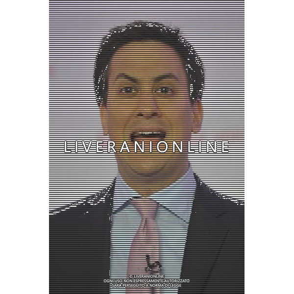 Labour leader Ed Miliband was joined by Shadow Universities Minister Gareth Thomas to discuss education and opportunities for people at a press conference in London this morning ©AG ALDO LIVERANI - ITALY ONLY *** Local Caption *** .