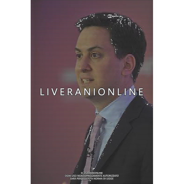 Labour leader Ed Miliband was joined by Shadow Universities Minister Gareth Thomas to discuss education and opportunities for people at a press conference in London this morning ©AG ALDO LIVERANI - ITALY ONLY *** Local Caption *** .