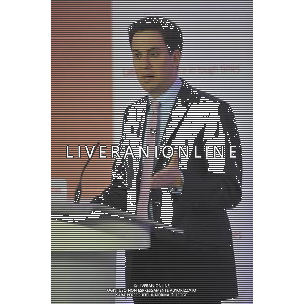 Labour leader Ed Miliband was joined by Shadow Universities Minister Gareth Thomas to discuss education and opportunities for people at a press conference in London this morning ©AG ALDO LIVERANI - ITALY ONLY *** Local Caption *** .