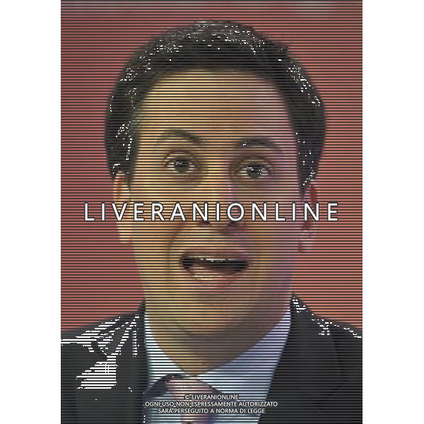 Labour leader Ed Miliband was joined by Shadow Universities Minister Gareth Thomas to discuss education and opportunities for people at a press conference in London this morning ©AG ALDO LIVERANI - ITALY ONLY *** Local Caption *** .