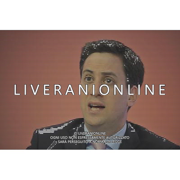 Labour leader Ed Miliband was joined by Shadow Universities Minister Gareth Thomas to discuss education and opportunities for people at a press conference in London this morning ©AG ALDO LIVERANI - ITALY ONLY *** Local Caption *** .