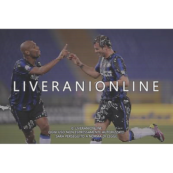 Roma-Inter Coppa Italia TIM Cup 2010/2011 Semifinali Andata Roma - 19.04.2011 - nella foto: l\'esultanza dopo il gol di dejan stankovic e maicon å© Fabrizio Corradetti - ag. Aldo Liverani sas