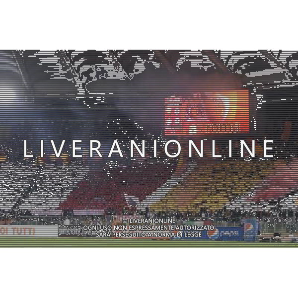 Roma - Inter Coppa Italia TIM Cup 2010/2011 Semifinali Andata Roma - 19.04.2011 nella foto: coreagrafia nella curva dei tifosi della roma ©Corradetti / Ag. Aldo Liverani Sas