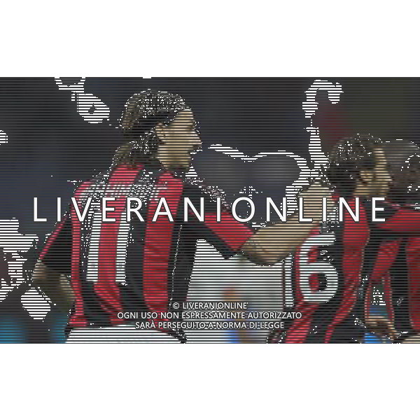 MILAN - PALERMO ANDATA SEMIFINALE DI COPPA ITALIA TIM CUP 20/04/2011 NELLA FOTO ESULTANZA DOPO IL GOL DI ZLATAN IBRAHIMOVIC ©LUZZANI/AGENZIA ALDO LIVERANI SAS