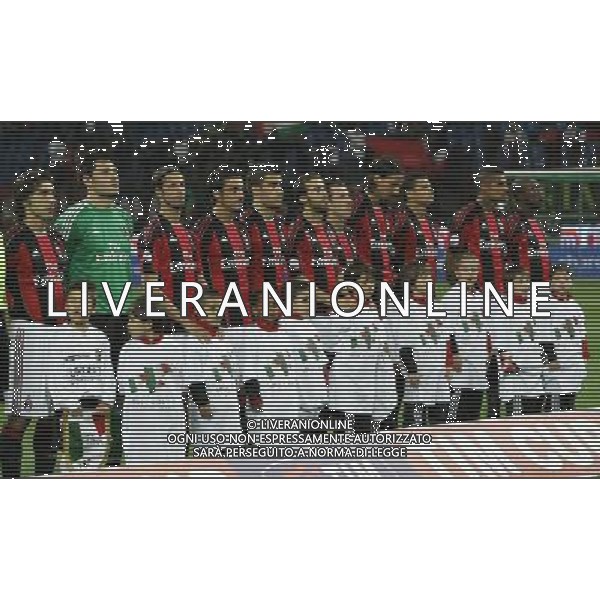 Milano 20-04-2011 Coppa Italia TIM CUP 2010/11 milan-palermo 2:2 nella foto la formazione del milan schierata durante l\'inno nazionale ph marco luzzani/ag aldo liverani s.a.s.