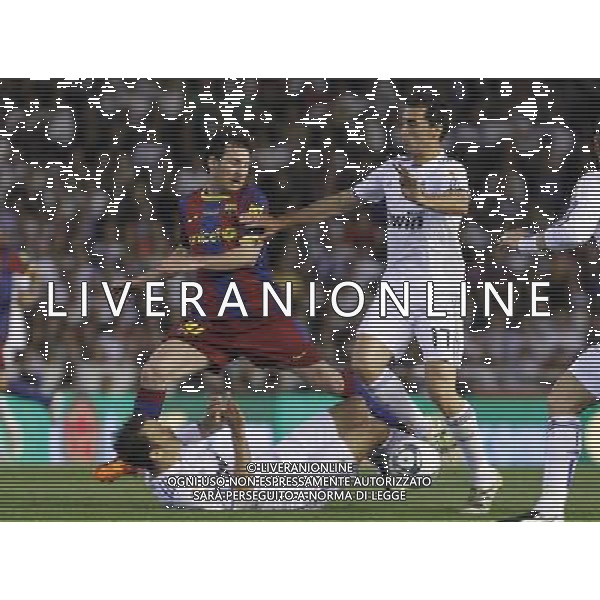 FC Barcelona\'s Leo Messi (c) and Real Madrid\'s Ricardo Carvalho (l) and Alvaro Arbeloa (r) during King\'s Cup 2001 Final match.April 20,2011. (ALTERPHOTOS/Acero) ALDO LIVERANI S A S ONLY ITALY