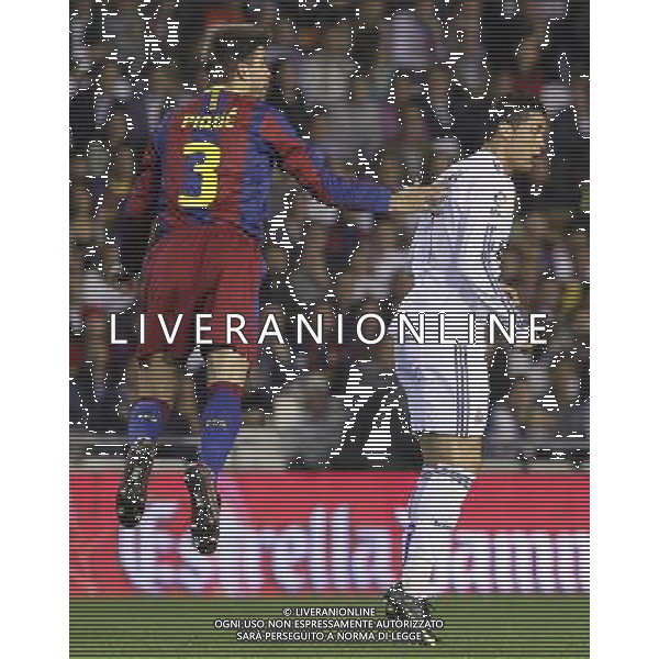 FC Barcelona\'s Gerard Pique (l) and Real Madrid\'s Cristiano Ronaldo during King\'s Cup 2001 Final match.April 20,2011. (ALTERPHOTOS/Acero) ALDO LIVERANI S A S ONLY ITALY
