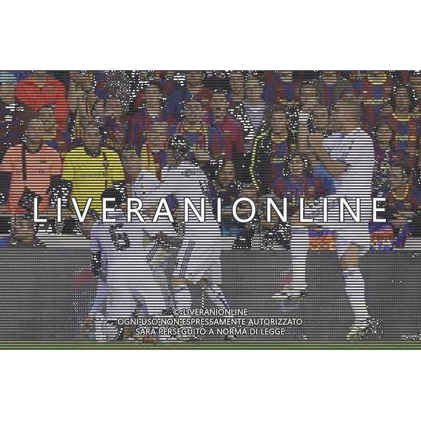 Real Madrid\'s Alvaro Arbeloa, Cristiano Ronaldo, Emmanuel Adebayor, Sergio Ramos and Pepe celebrate goal during King\'s Cup 2001 Final match.April 20,2011. (ALTERPHOTOS/Acero) ALDO LIVERANI S A S ONLY ITALY