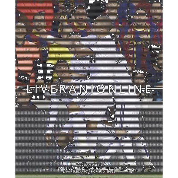 Real Madrid\'s Alvaro Arbeloa, Cristiano Ronaldo, Emmanuel Adebayor, Sergio Ramos and Pepe celebrate goal during King\'s Cup 2001 Final match.April 20,2011. (ALTERPHOTOS/Acero) ALDO LIVERANI S A S ONLY ITALY