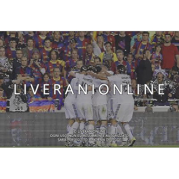 Real Madrid\'s players celebrate goal during King\'s Cup 2001 Final match.April 20,2011. (ALTERPHOTOS/Acero) ALDO LIVERANI S A S ONLY ITALY