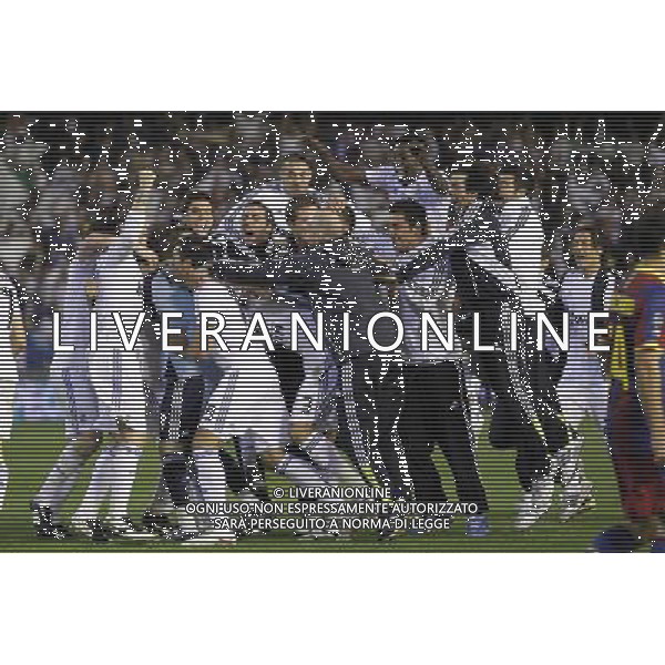 Real Madrid\'s players celebrate the victory during King\'s Cup 2001 Final match.April 20,2011. (ALTERPHOTOS/Acero) ALDO LIVERANI S A S ONLY ITALY