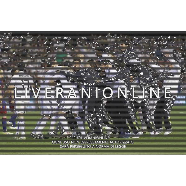 Real Madrid\'s players celebrate the victory during King\'s Cup 2001 Final match.April 20,2011. (ALTERPHOTOS/Acero) ALDO LIVERANI S A S ONLY ITALY