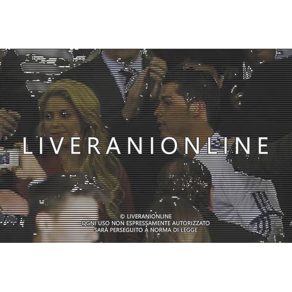 Real Madrid\'s Cristiano Ronaldo (r) celebrate the victory during King\'s Cup 2001 Final match in presence of Shakira, singer Gerard Pique\'s girlfriend.April 20,2011. (ALTERPHOTOS/Acero) ALDO LIVERANI S A S ONLY ITALY