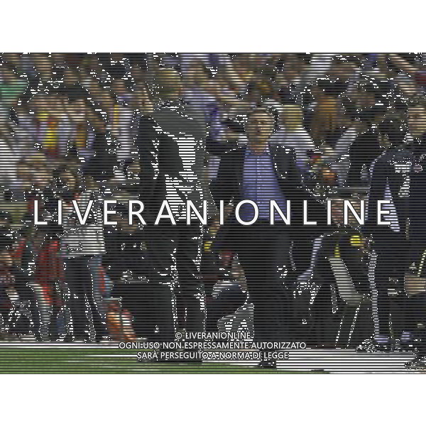 FC Barcelona\'s coach (l) coach Pep Guardiola (l) and Real Madrid\'s coach Jose Mourinho have words during King\'s Cup 2001 Final match.April 20,2011. (ALTERPHOTOS/Acero) ALDO LIVERANI S A S ONLY ITALY