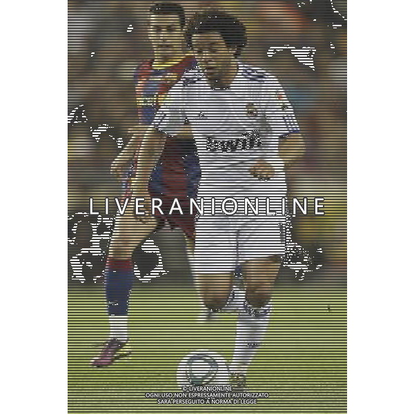 Real Madrid\'s Marcelo Vieira and FC Barcelona\'s Pedro Rodriguez during la Spain King\'s Cup Final match in Valencia, Spain on April 20th 2011. Photo: Cesar Cebolla / ALFAQUI ALDO LIVERANI S A S ONLY ITALY