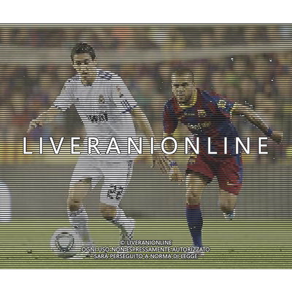 Real Madrid\'s Angel Di Maria and FC Barcelona\'s Daniel Alves during la Spain King\'s Cup Final match in Valencia, Spain on April 20th 2011. Photo: Cesar Cebolla / ALFAQUI ALDO LIVERANI S A S ONLY ITALY
