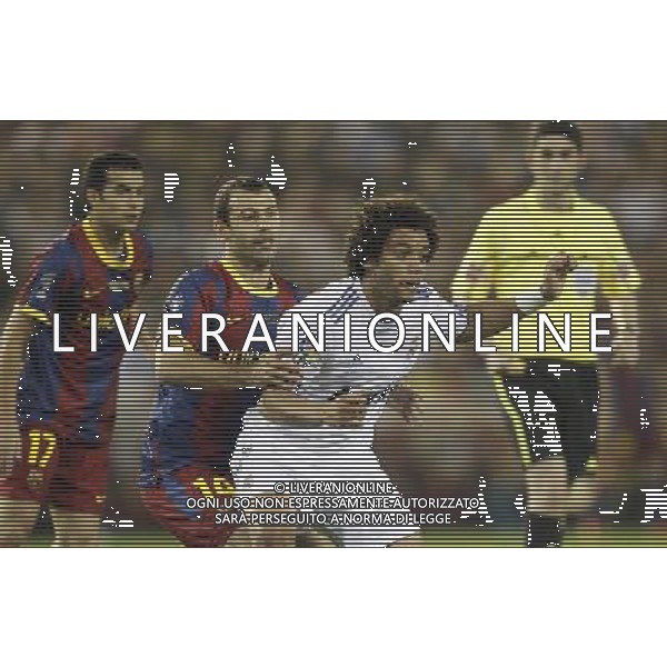 Real Madrid\'s Marcelo Vieira and FC Barcelona\'s Javier Mascherano during la Spain King\'s Cup Final match in Valencia, Spain on April 20th 2011. Photo: Cesar Cebolla / ALFAQUI ALDO LIVERANI S A S ONLY ITALY