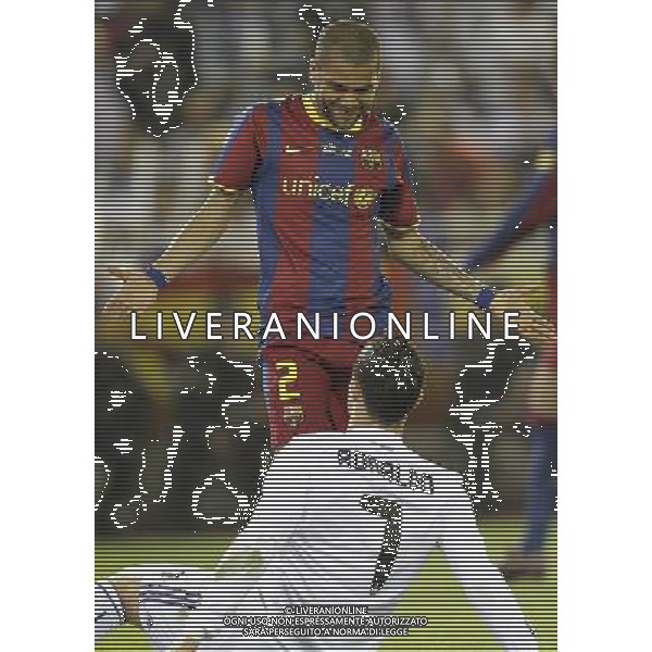 Real Madrid\'s Cristiano Ronaldo and FC Barcelona\'s Daniel Alves during la Spain King\'s Cup Final match in Valencia, Spain on April 20th 2011. Photo: Cesar Cebolla / ALFAQUI ALDO LIVERANI S A S ONLY ITALY