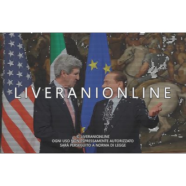 (110422) -- ROME, April 22, 2011 -- Italian Prime Minister Silvio Berlusconi (R) welcomes John Kerry, Chairman of the U.S. Senate Foreign Relations Committee at Palazzo Chigi in Rome, Italy, April 22, 2011. Berlusconi and Kerry discussed the crisis in North Africa, the Middle East and the situation in Afghanistan during their meeting Friday. Wang Qingqin) (djj) Roma - Palazzo Chigi - Il Presidente del Consiglio dei Ministri Silvio Berlusconi incontra il Presidente della Commissione esteri del Senato degli stati Uniti d\'America John Kerry ©photoshot/ALDO LIVERANI ITALY ONLY