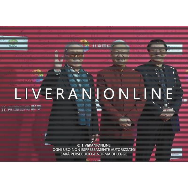 (110423) -- BEIJING, April 23, 2011 -- Renowned Chinese actor Ge Cunzhuang (1st L) and his fellows are seen prior to the Beijing International Film Festival in Beijing, capital of China, April 23, 2011. The film festival will be held from April 23 to April 28, including a series of film-related activities such as film music concert and \'Film Magic Beijing\' forum. Luo Xiaoguang) (xzj) AG ALDO LIVERANI ONLY ITALY