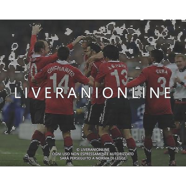 firo FuÃŸball,Fussball, 26.04.2011 Uefa Champions League 2010/2011 FC Schalke 04 - Manchester United 0:2 Halbfinale Semifinal Hinspiel Jubel nachdem 1:0 von Ryan Giggs mit Wayne Rooney und Hernandez und Ji-Sung $worldrightsEs gelten unsere AGB, einsehbar auf www.firosportphoto.de copyright by firo sportphoto: Pfefferackerstr. 2aÂ  45894 G e l s e n k i r c h e n www.firosportphoto.de mail@firosportphoto.de (V o l k s b a n k B o c h u m - W i t t e n ) BLZ.: 430 601 29 Kt. Nr.: 341 117 100 Tel:Â  0209 - 9304402 Fax:Â  0209 - 9304443 AG ALDO LIVERANI ONLY ITALY
