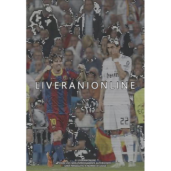 Barcelona\'s cellebration after Lionel Messi goal during Champions League semifinal first match on April 27 2011. Photo: Cesar Cebolla / ALFAQUI aldo liverani s a s only italy