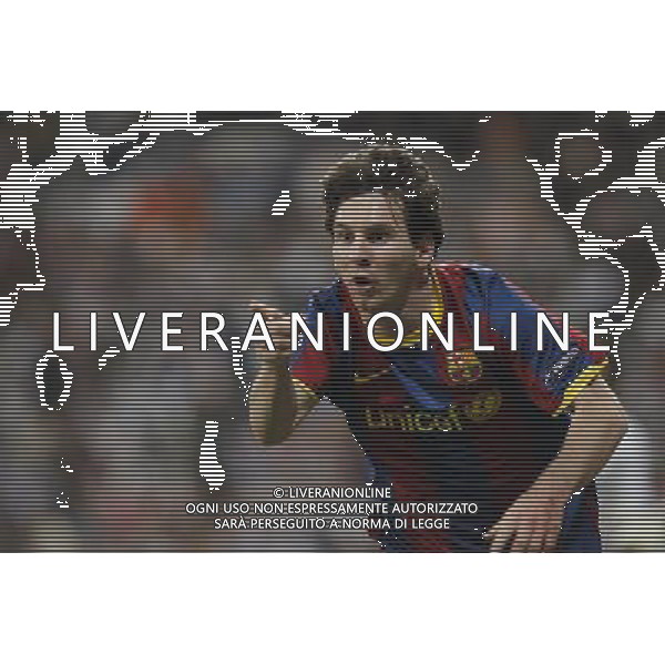 Barcelona\'s Lionel Messi goal during Champions League semifinal first match on April 27 2011. Photo: Alex Cid-Fuentes / ALFAQUI AG ALDO LIVERANI ONLY ITALY