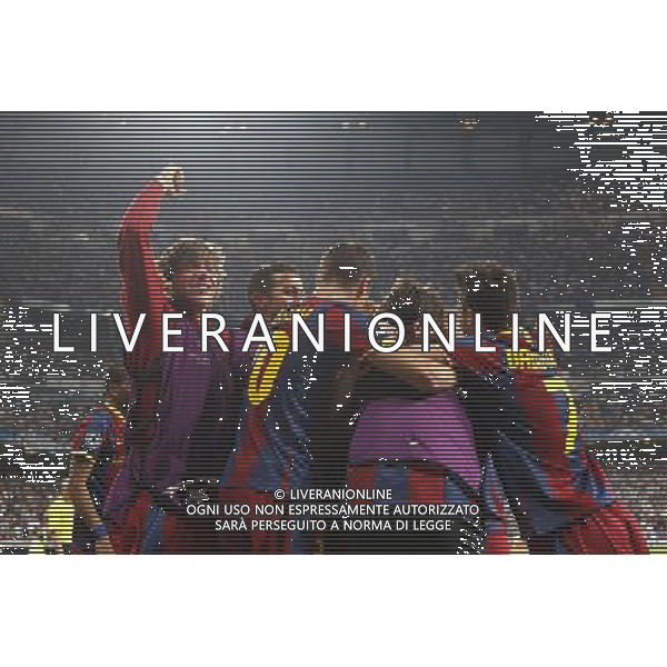Barcelona\'s Lionel Messi goal during Champions League semifinal first match on April 27 2011. Photo: Alex Cid-Fuentes / ALFAQUI AG ALDO LIVERANI ONLY ITALY