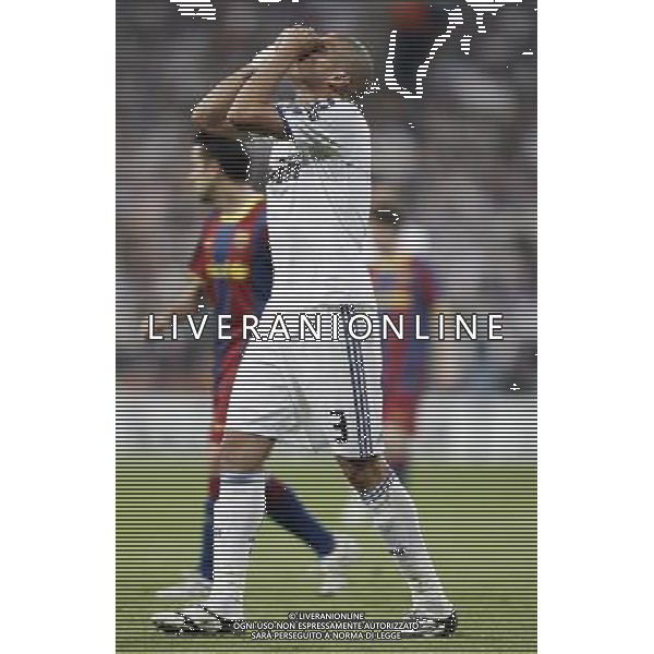 Real Madrid\'s Pepe reacts dejected during Champions League match in Madrid. April 27, 2011. (ALTERPHOTOS/Alvaro Hernandez) AG ALDO LIVERANI ONLY ITALY