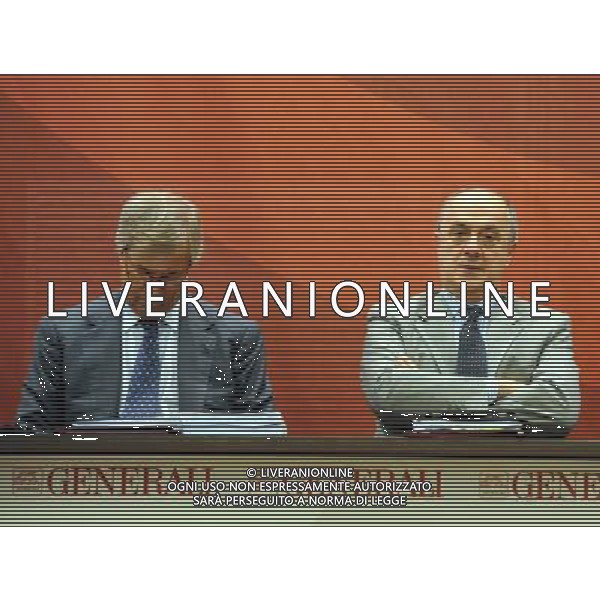 TRIESTE 30/4/2011 ASSEMBLEA DEGLI AZIONISTI DI GENERALI NELLA FOTO VINCENT BOLLORE\' E LORENZO PELLICCIOLI FOTO ROMANO/AG ALDO LIVERANI